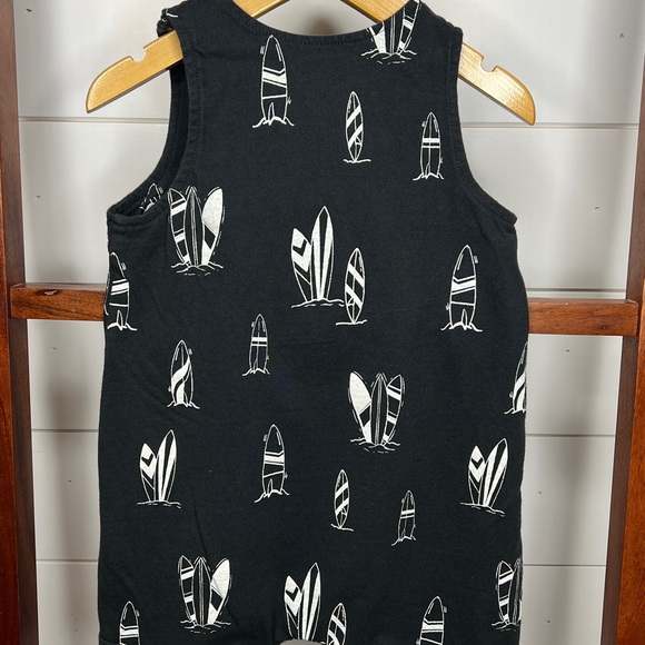 Black Surfboard Print Baby Romper - Picture 2 of 6